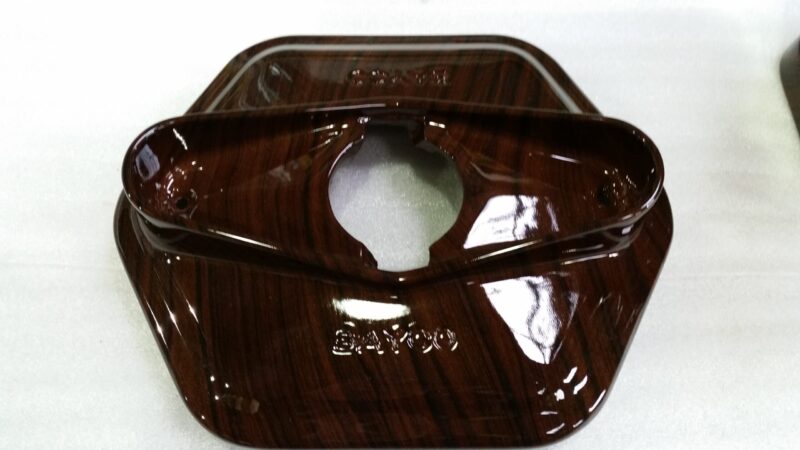 Car Interior Elements Coated In Wood Hydrographic Film
