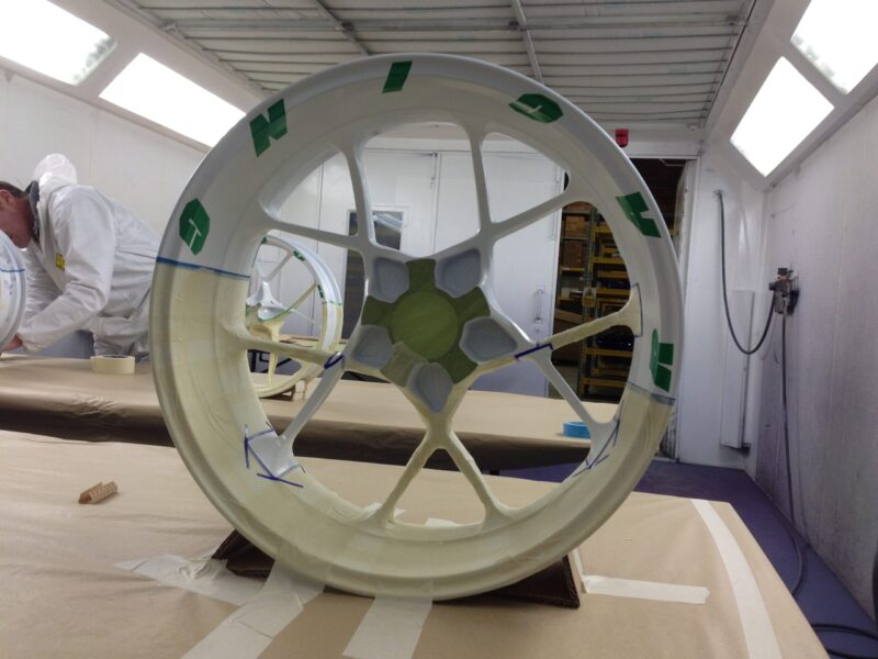 KTM Racing wheels painted white and green