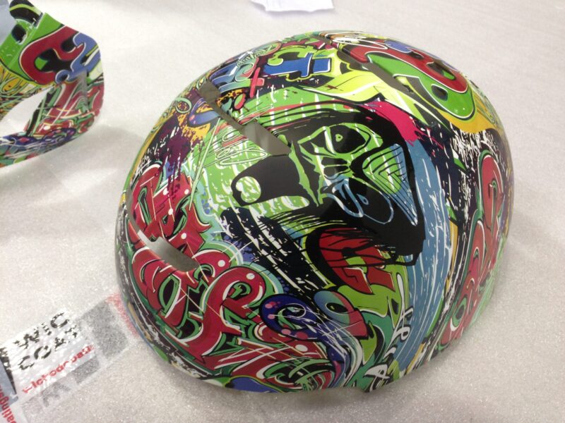 Motorbike Helmet Coated In Graffiti Hydrographic Film