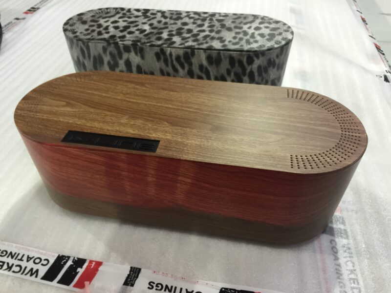 Speakers Coated In Wood And Panther Hydrographic Film