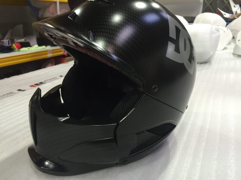 Motorbike Helmets Coated In Carbon Fibre Painted Black