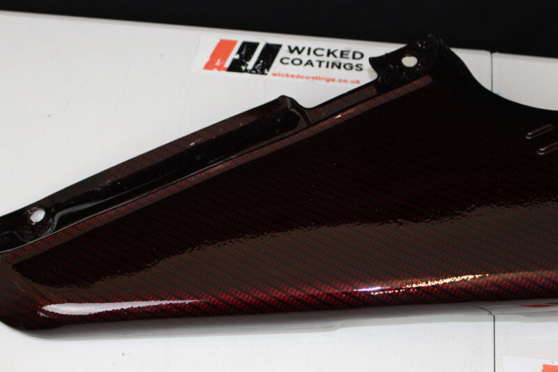 Engine Parts Coated In Carbon Fibre Painted Dark Red