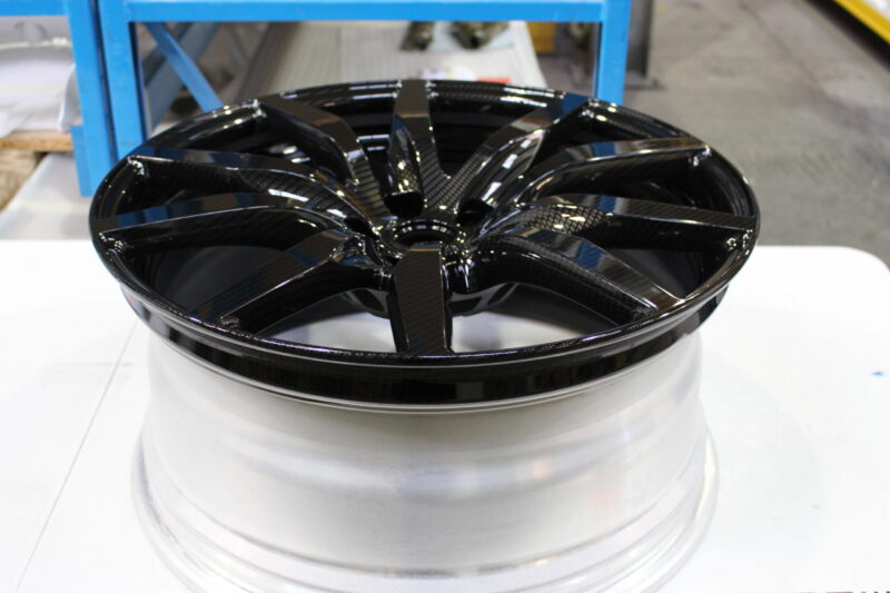 Nissan GTR Alloy Wheels Coated In Carbon Fibre Painted Black