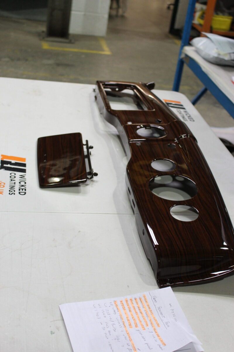 Dashboard elements coated in wood