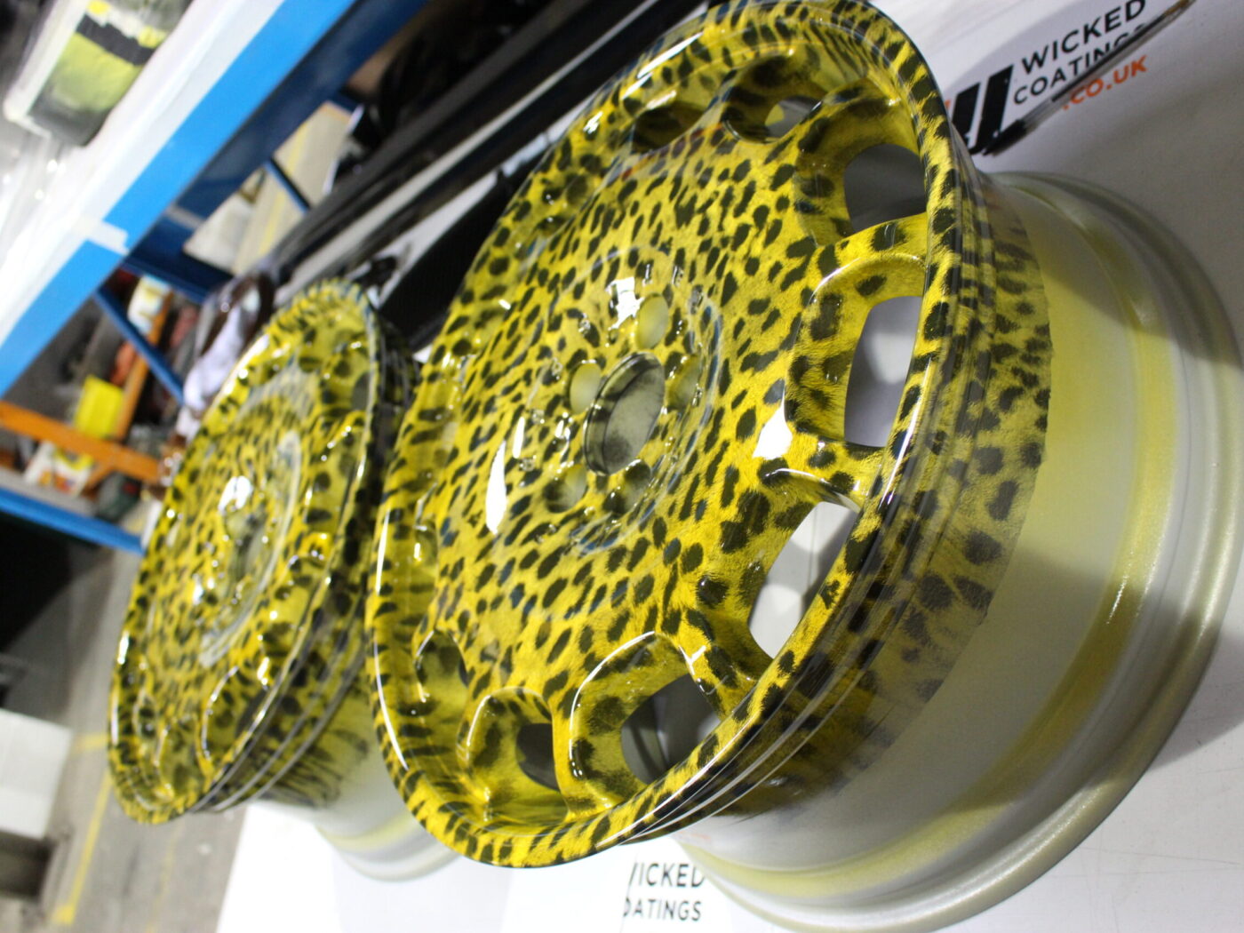 Mercedes alloy wheels coated in yellow panther coating