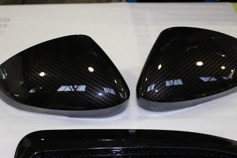 Car exterior elements coated in carbon fibre