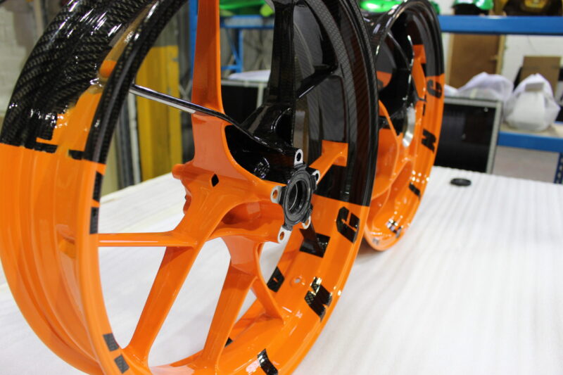 KTM Racing wheels painted black and orange
