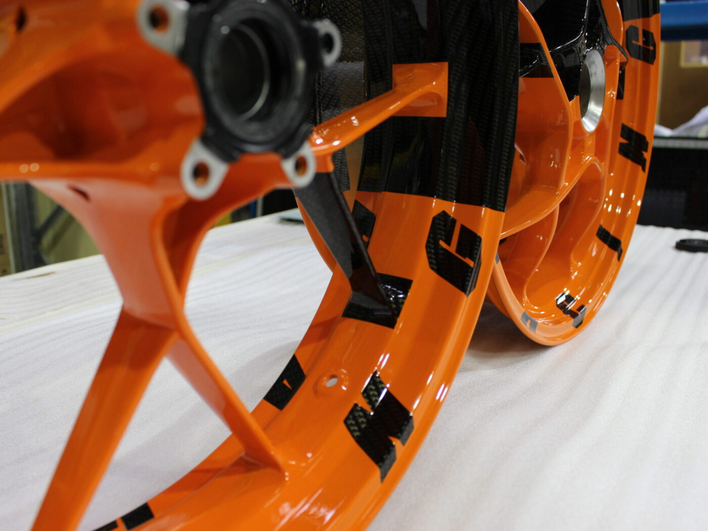 KTM Racing wheels painted black and orange