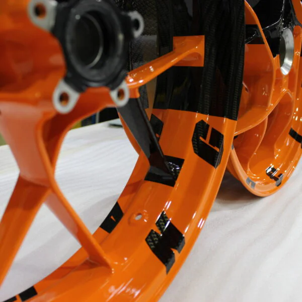 KTM Racing wheels painted black and orange