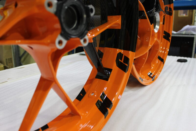 KTM Racing wheels painted black and orange