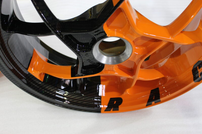 KTM Racing wheels painted black and orange
