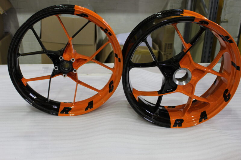 KTM Racing wheels painted black and orange