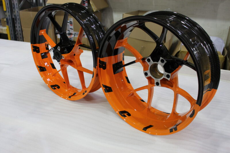 KTM Racing wheels painted black and orange