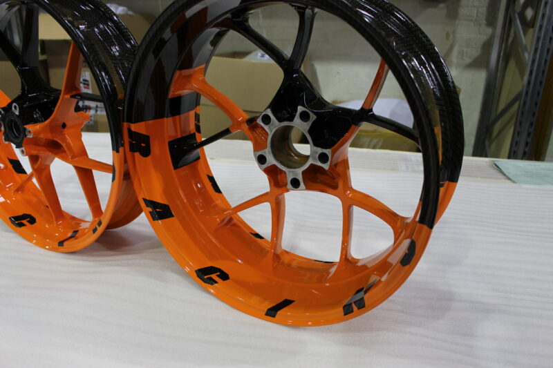KTM Racing wheels painted black and orange