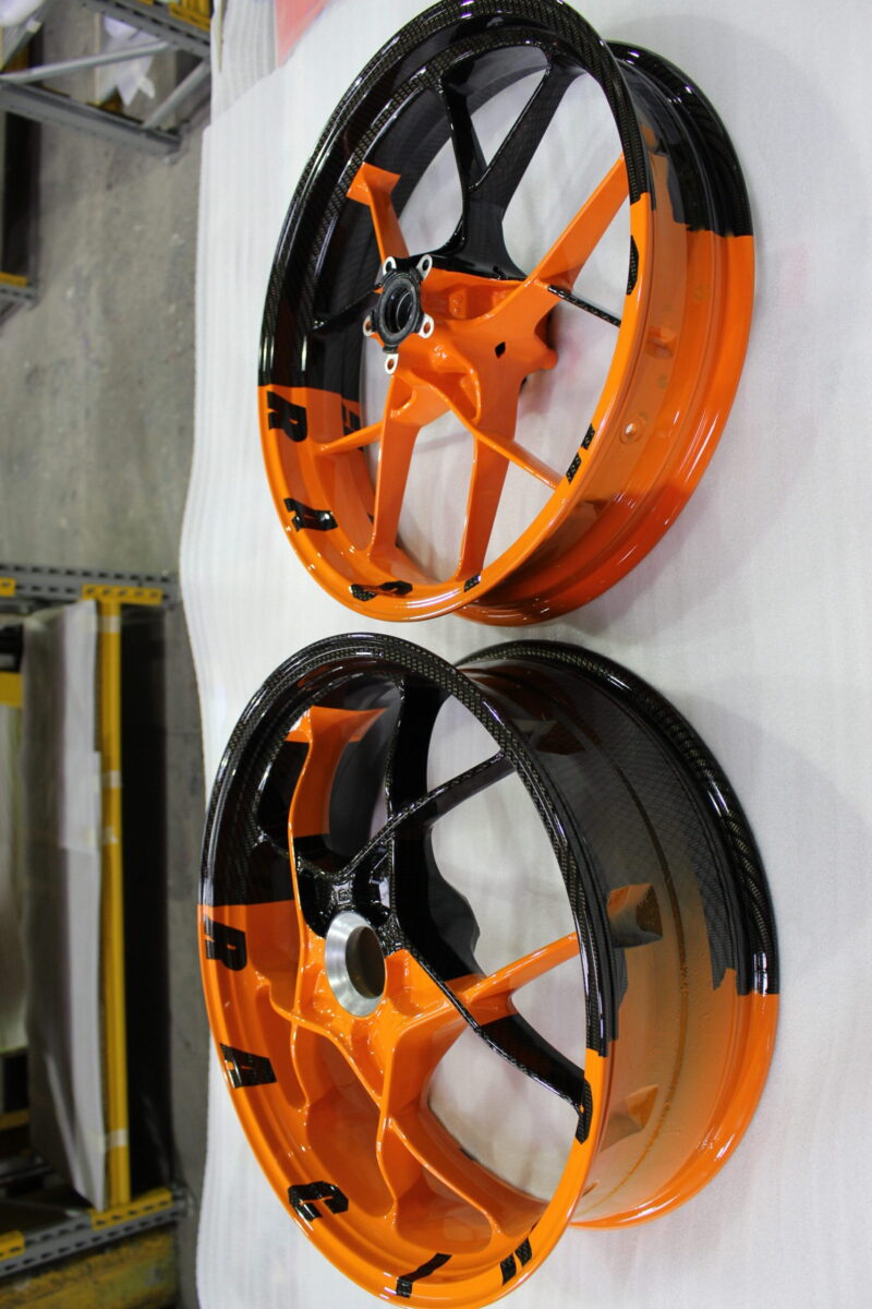 KTM Racing wheels painted black and orange
