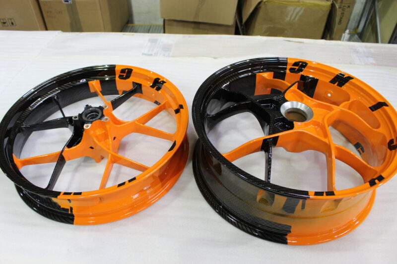 KTM Racing wheels painted black and orange