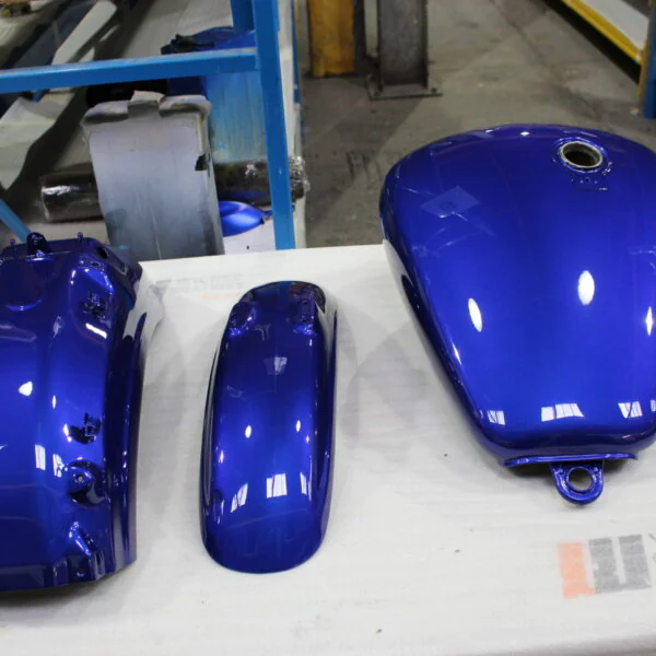Motorbike parts painted at navy blue
