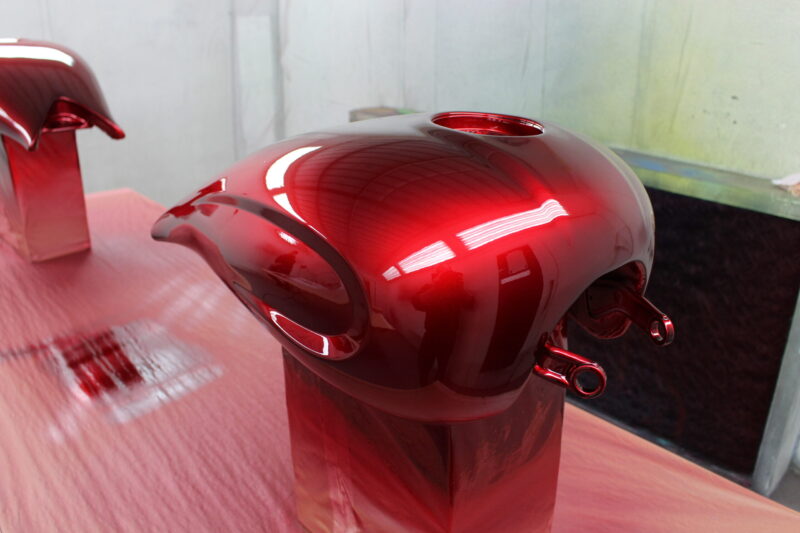 Motorbike tank painted red