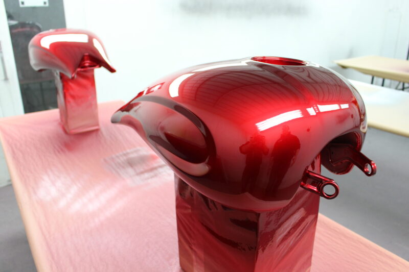 Motorbike tank painted red