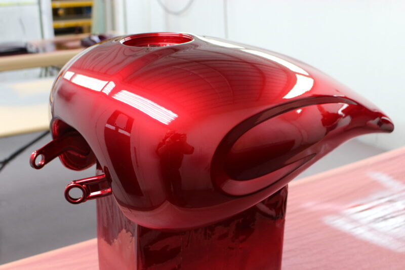 Motorbike tank painted red