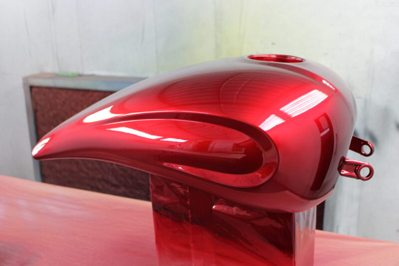 Motorbike tank painted red