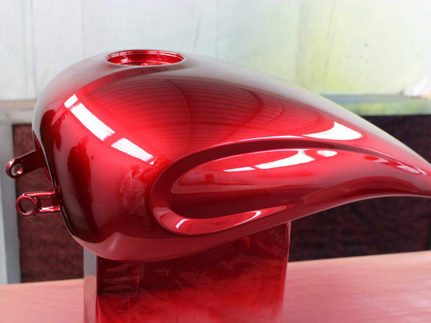 Motorbike tank painted red