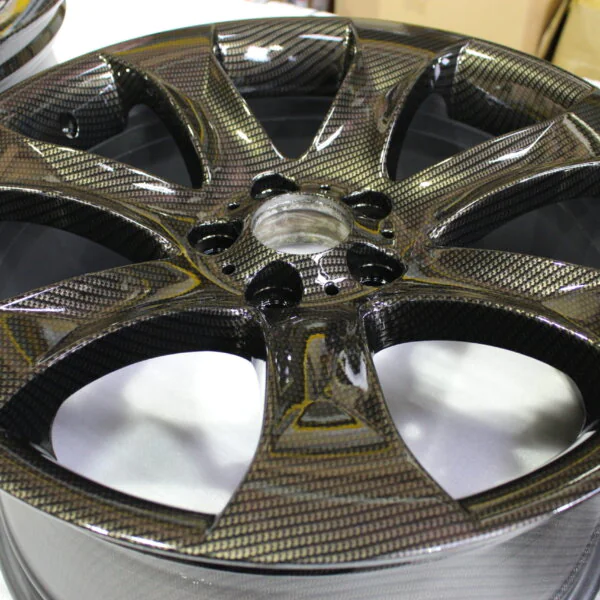 BMW alloy wheels coated in carbon fibre
