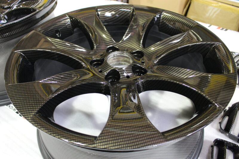 BMW alloy wheels coated in carbon fibre