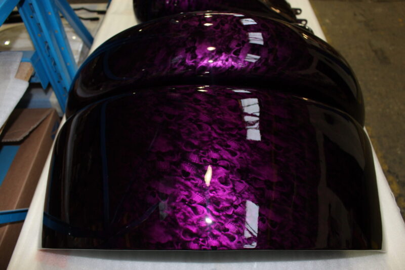 Motorbike Parts Coated In Skull Painted Dark Magenta