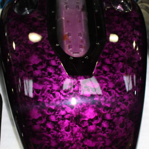 Motorbike Parts Coated In Skull Painted Dark Magenta