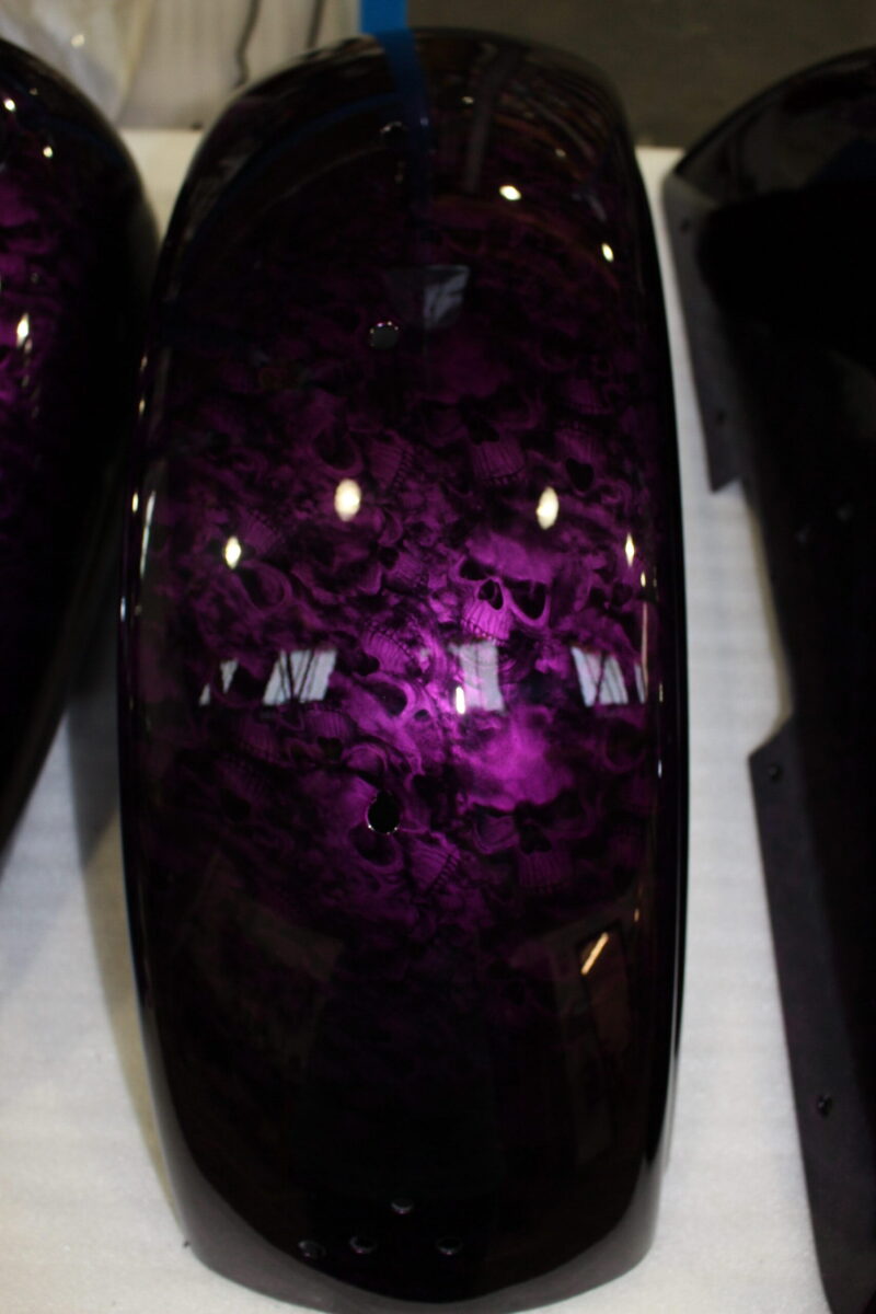 Motorbike Parts Coated In Skull Painted Dark Magenta