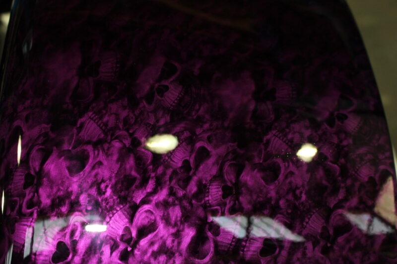 Motorbike Parts Coated In Skull Painted Dark Magenta