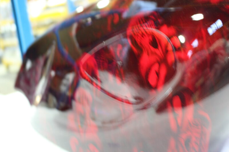 Motorbike Tank Coated In Skull Painted Red