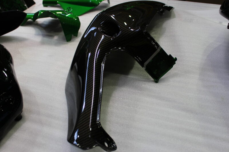 Triumph coated in carbon fibre painted green ( Pool Bike Show )