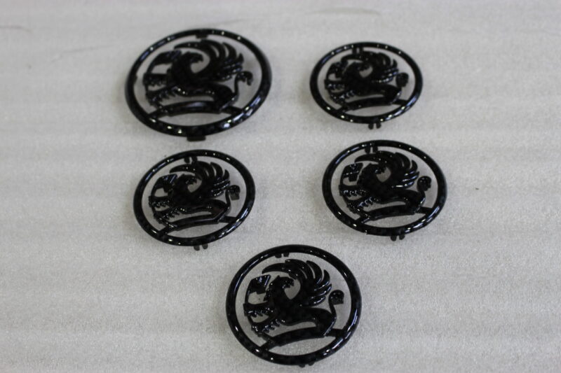 Vauxhall badge coated in carbon fibre