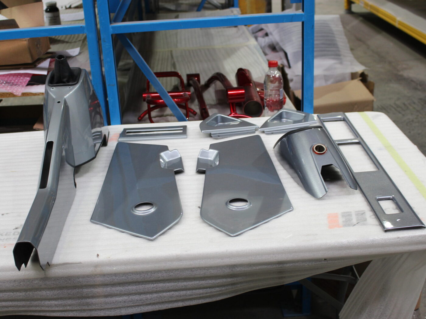 Car interior elements painted silver