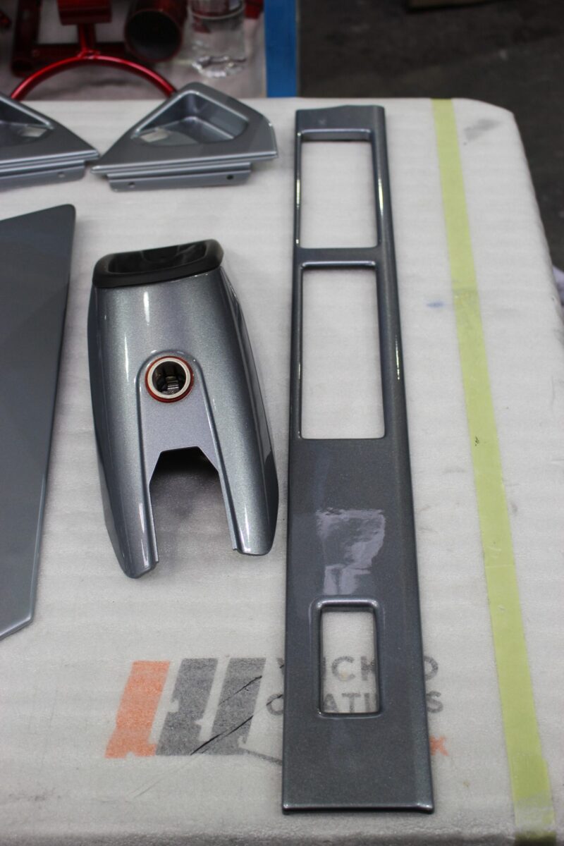 Car interior elements painted silver