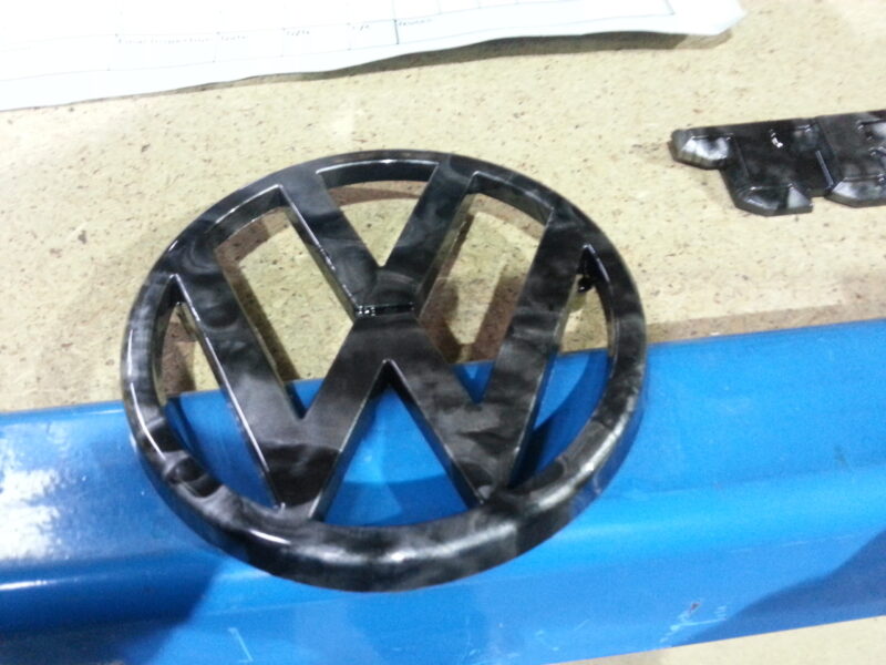 VW Transporter Various Exterior Parts Coated In Skull Hydrographic Film Painted Black