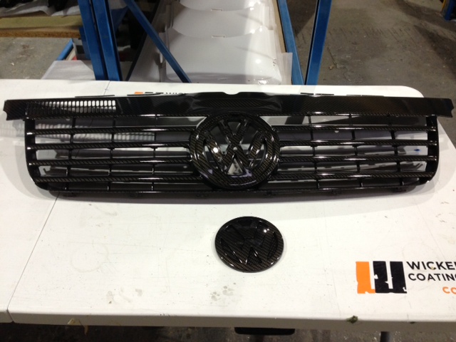 VW Exterior Various Parts Coated In Carbon Fibre Hydrographic Film Painted Black
