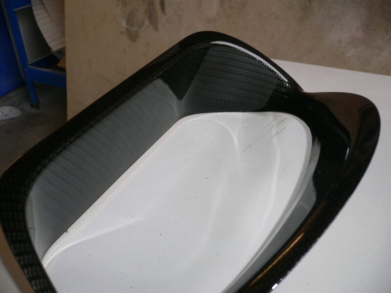 Car interior various elements coated in carbon fibre hydrographic film painted black