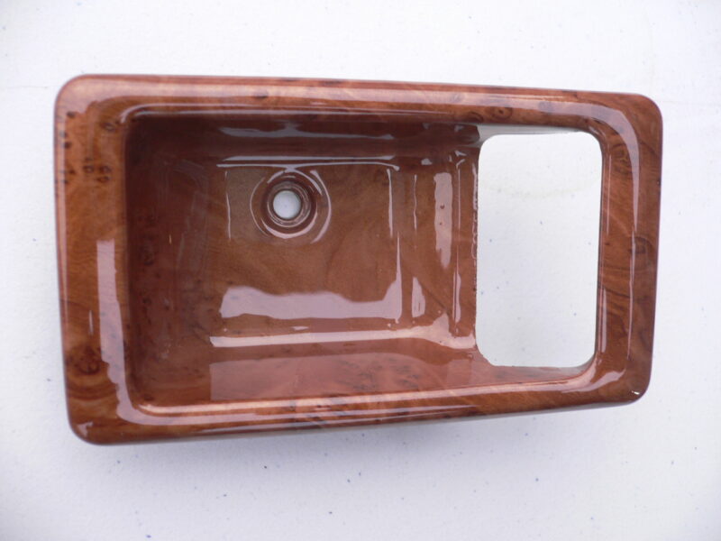 Various car interior elements coated in wood hydrographic film