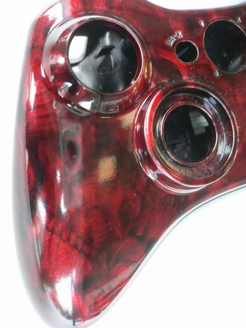 Gamepad Coated In Skull Hydrographic Film Painted Red