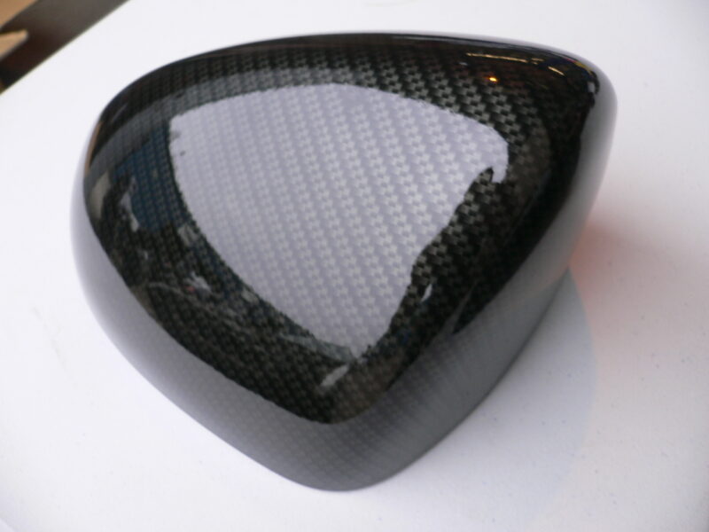 Car mirrors cover coated in carbon fibre hydrographic film painted black