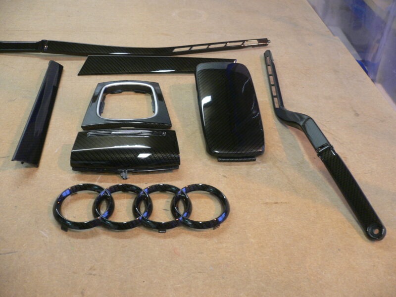 Audi various elements coated in carbon fibre hydrographic film painted black