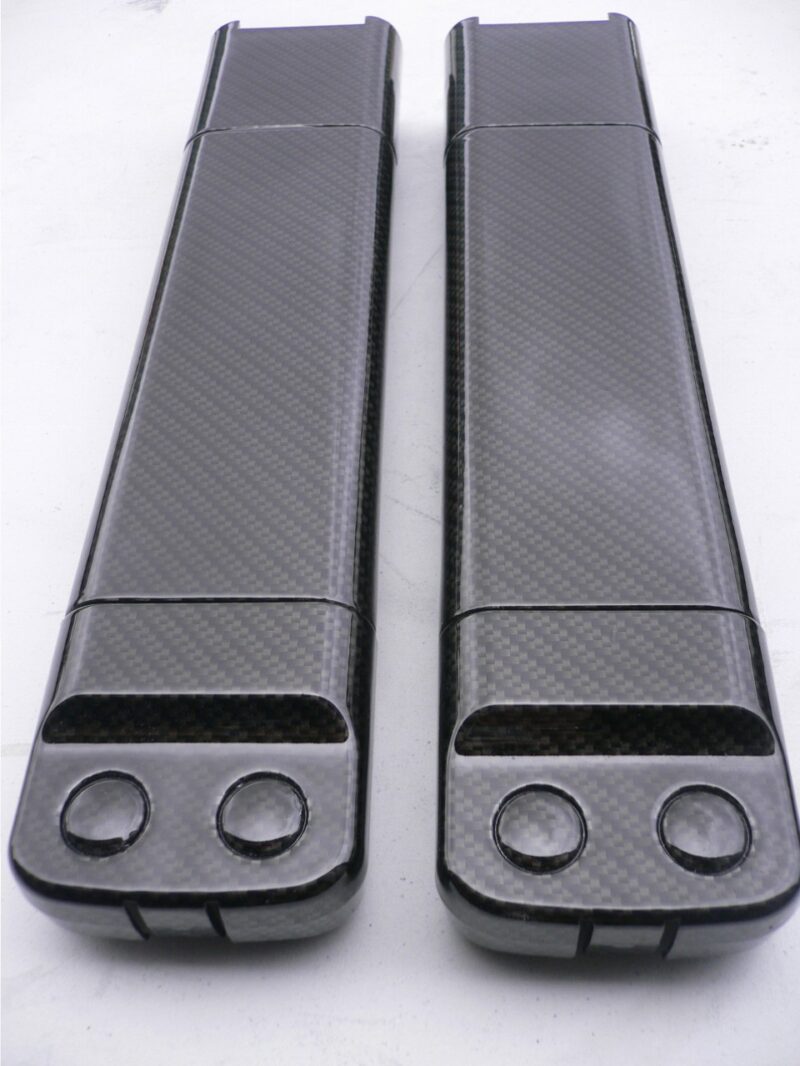 Car interior various elements coated in carbon fibre hydrographic film painted black