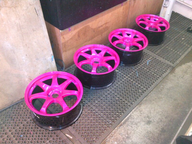 Wheels painted pink
