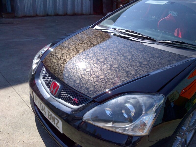 Honda Civic Type-R hood Coated In Skull Hydrographic Film