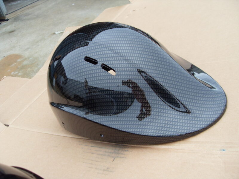 Protective Helmet Coated In Carbon Fibre Hydrographic Film Painted Black