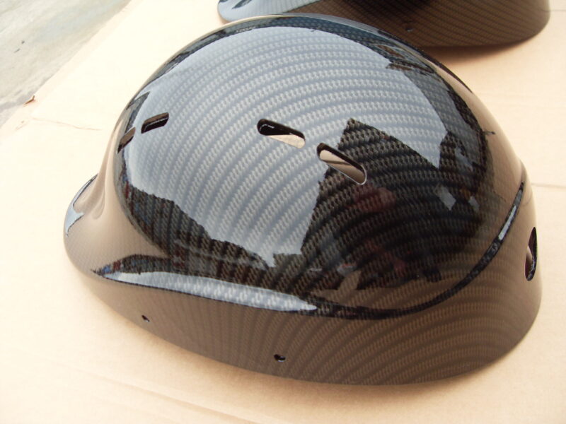 Protective Helmet Coated In Carbon Fibre Hydrographic Film Painted Black