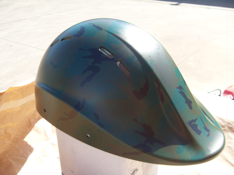 Protective Helmet Coated In Camouflage Hydrographic Film
